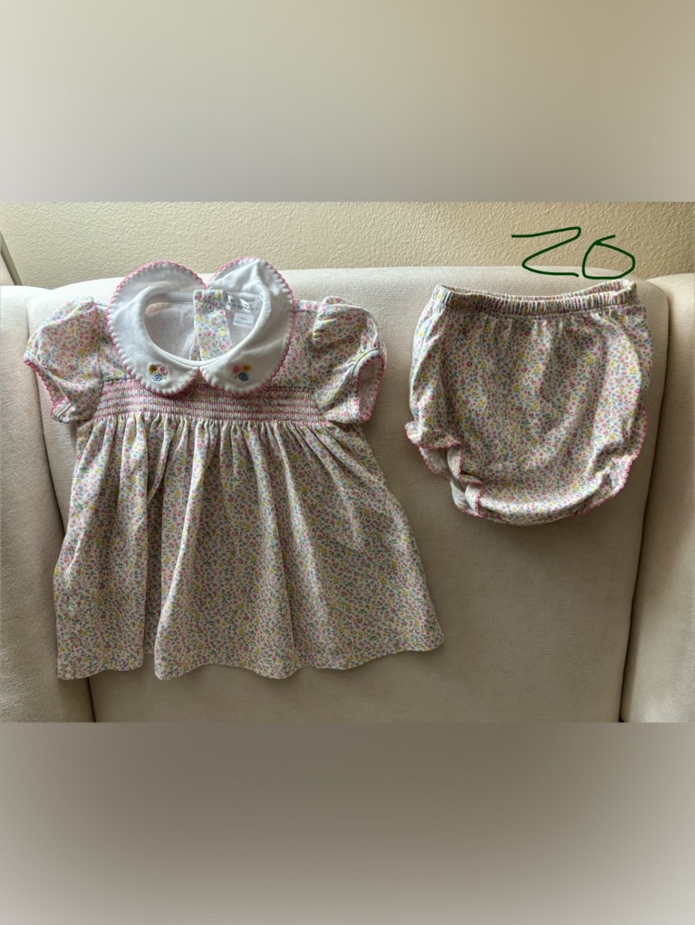 Kissy Kissy Classic Floral Smocked Dress & Bloomers - Pink Floral